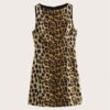 Vestido de fiesta con estampado de leopardo sin mangas y de moda
