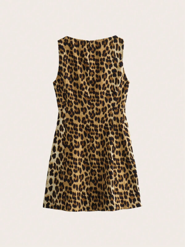 Vestido de fiesta con estampado de leopardo sin mangas y de moda