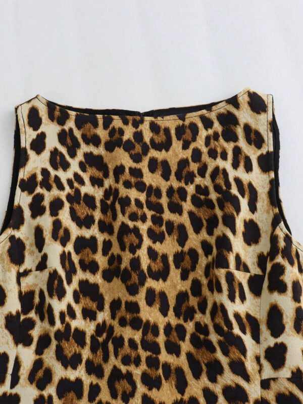 Vestido de fiesta con estampado de leopardo sin mangas y de moda