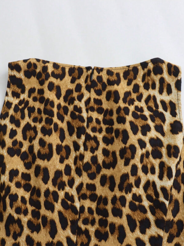 Vestido de fiesta con estampado de leopardo sin mangas y de moda